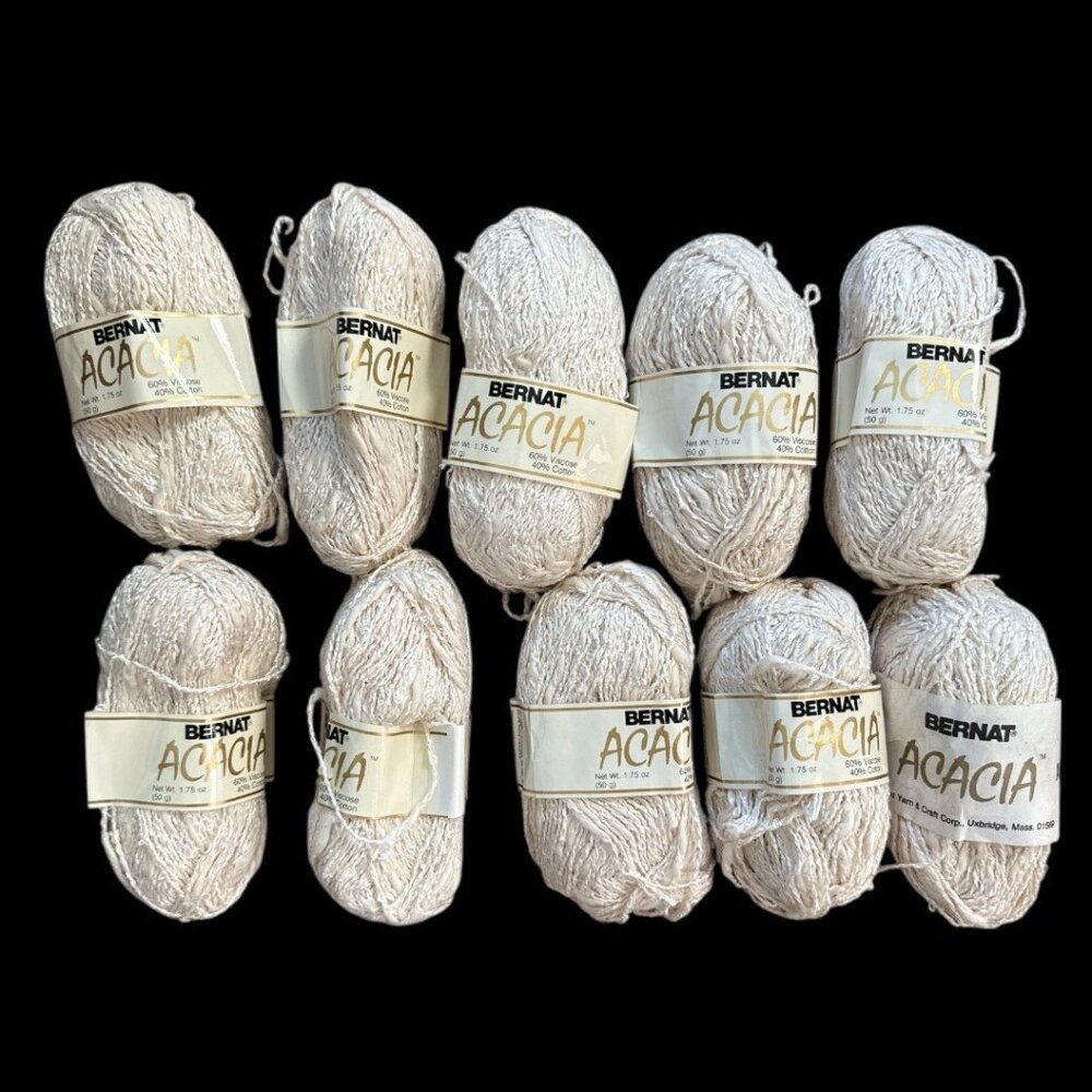 Vtg Discontinued Bernat Acacia Yarn Lot Of 10 Skeins 50g Neutral Beige